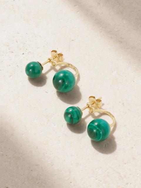 14-karat gold malachite earrings Gold
