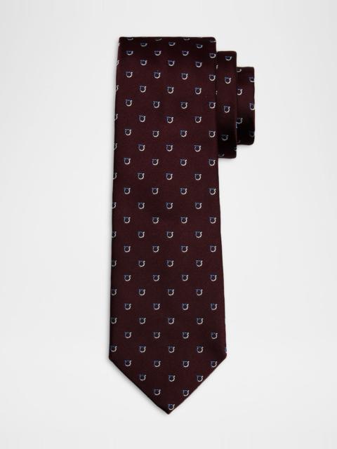 Men's Bicolor Gancini Jacquard Silk Tie