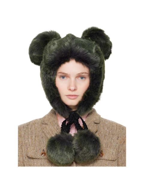 SSENSE Exclusive Green Faux Fur Teddy Bear Hat