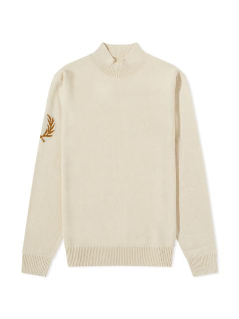 Fred Perry Intarsia Laurel Wreath Mock Neck Knit