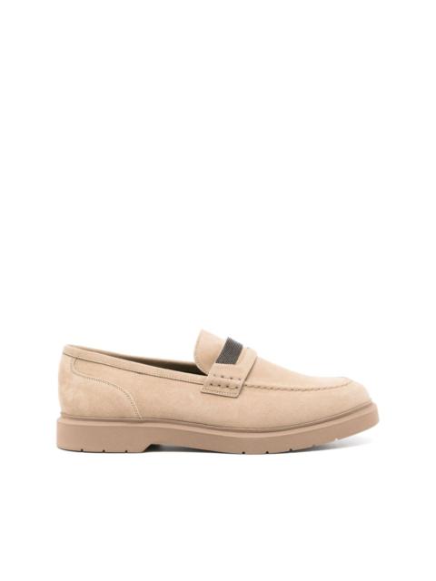 Monili-chain suede loafers