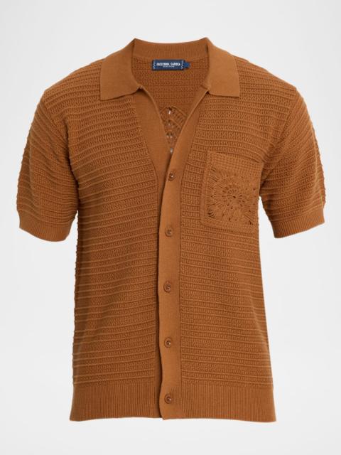Men's Cesar Crochet Stripe Short-Sleeve Shirt