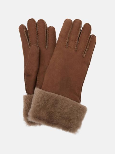 Shearling-trimmed suede gloves