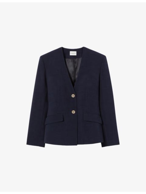 V-Neck Tailored Lyocell-Blend Jacket