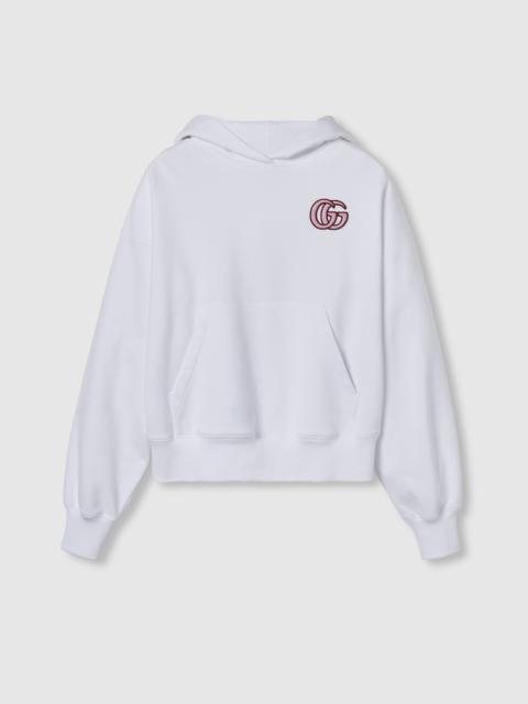 Embroidered cotton jersey hooded sweatshirt