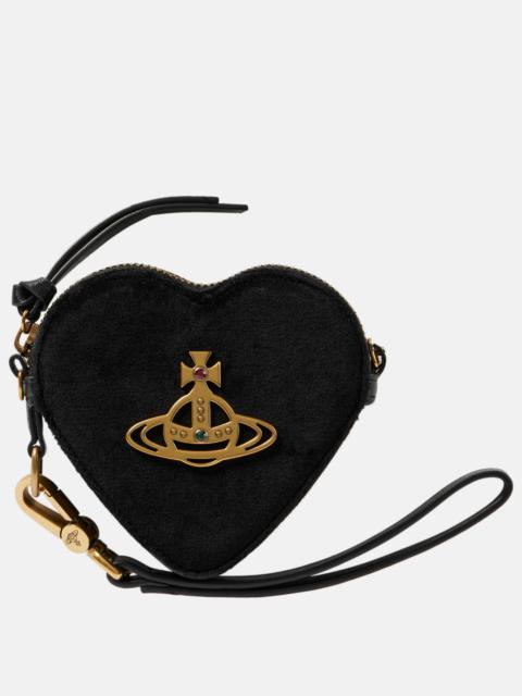 Heart velvet coin purse with strap