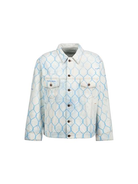 OFF-WHITE Oversized Fence Printed Denim Jacket Bleach Light Blue