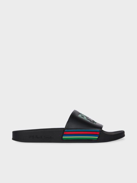 Black 'Sports Stripe' 'Zed' Slides
