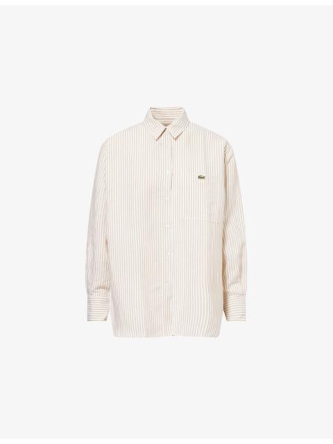 Logo-Embroidered Striped Cotton Poplin Shirt