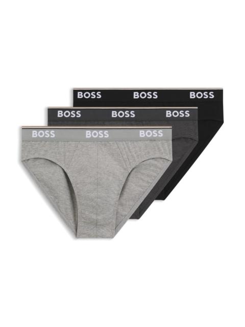 THREE-PACK OF STRETCH-COTTON BRIEFS WITH LOGO WAISTBANDS