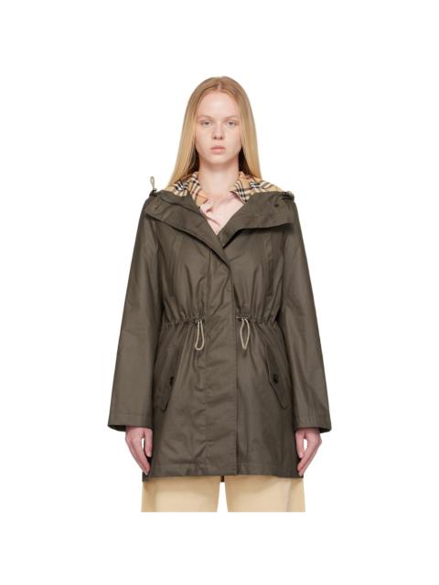 Khaki Coated Gabardine Parka