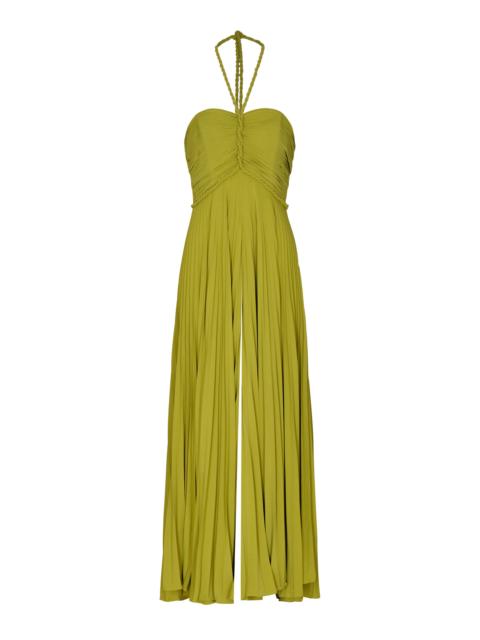 Manglar Pleated Wide-Leg Jumpsuit lime green