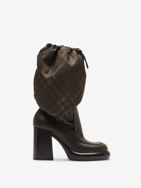 Leather and Nylon Blend Wedge Boots