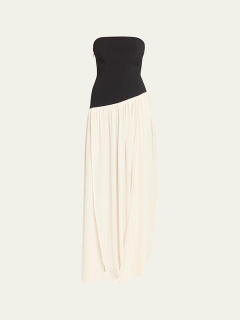 Ballad Strapless Two-Tone Mixed Media Maxi Dress