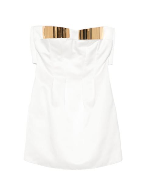 metallic-detail strapless mini dress