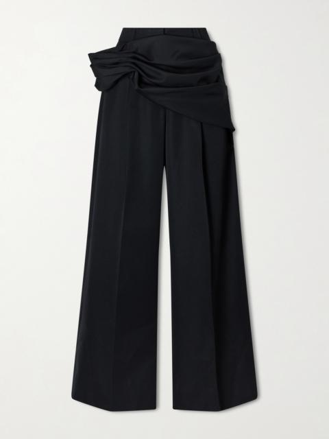 Gathered Crepe Wide-leg Pants