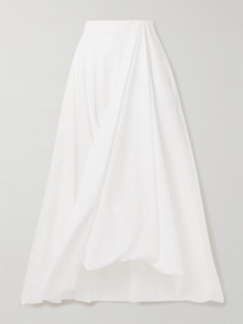 Gathered Cotton-blend Midi Skirt