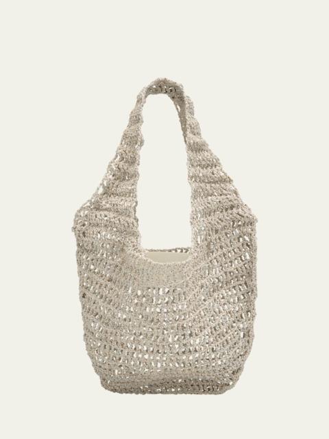 Crochet Market Shoulder Bag in Nappa Leather
