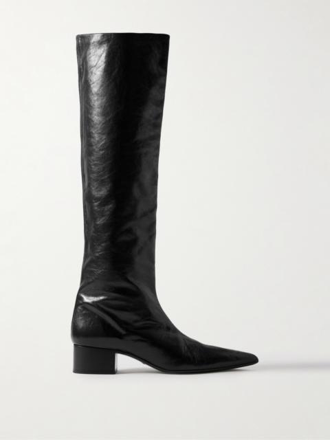 Andee Crinkled-leather Knee Boots