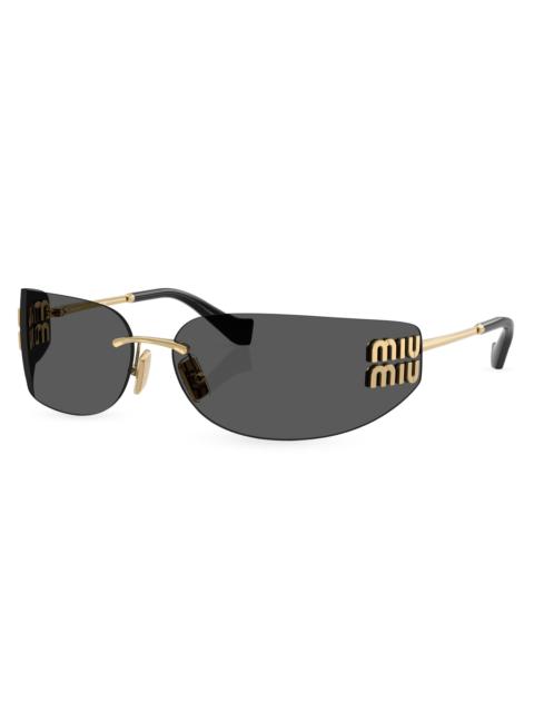 Women's 75MM Rectangular Sunglasses - Gold