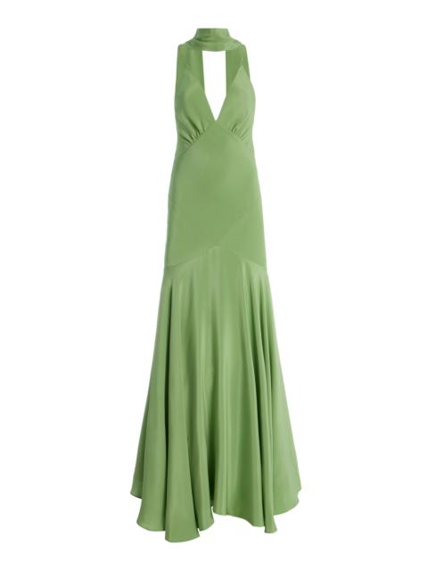 Silk Crepe Bias Maxi Dress green