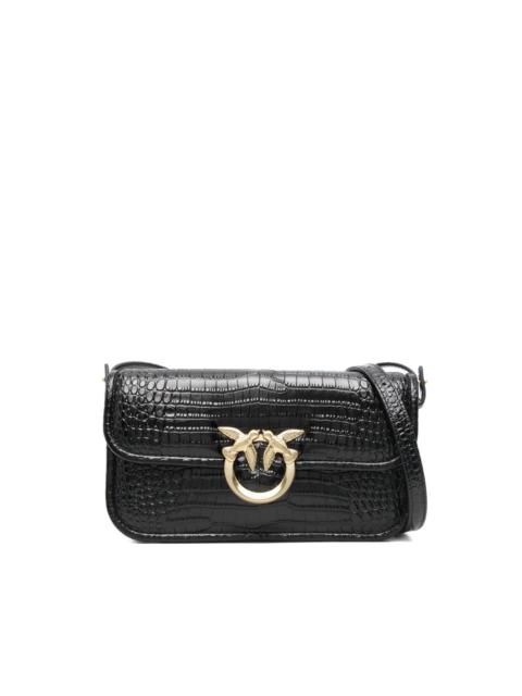 crocodile-embossed leather cross body bag