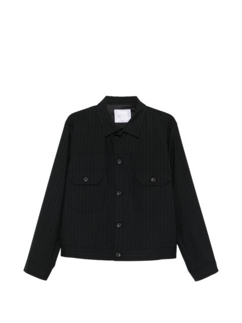pinstripe front-pocket shirt jacket