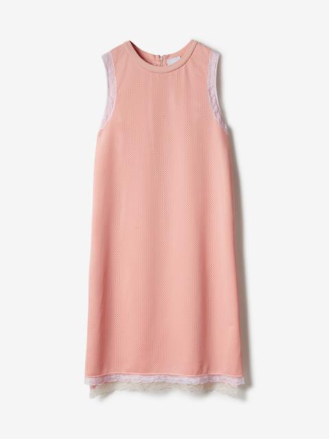 Sleeveless Lace Trim Mesh Dress