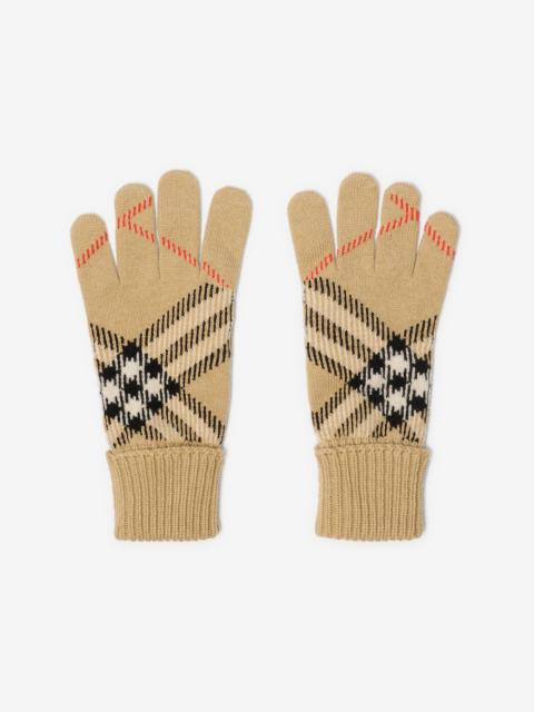 Check Cashmere Blend Gloves