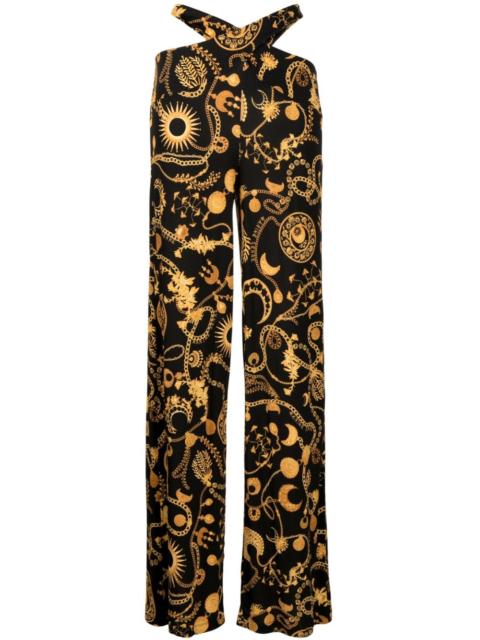 graphic-print straight-leg trousers