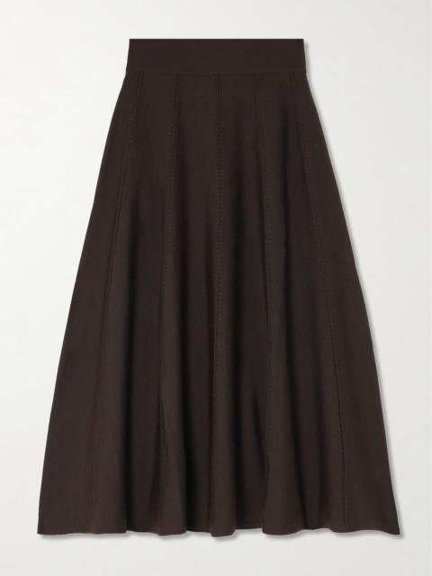 Willow Paneled Ribbed Wool-blend Midi Skirt