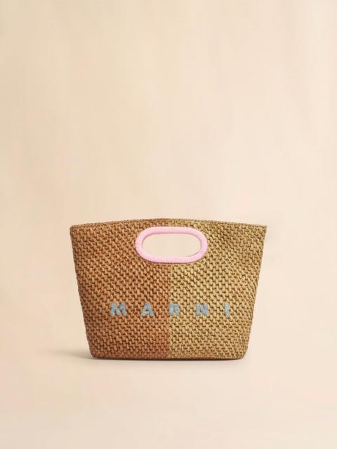 DARK AND LIGHT BROWN PAPER RAFFIA SEASIDE CLUTCH