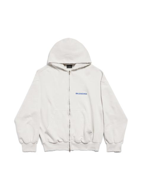 Balenciaga Back Zip-up Hoodie Regular Fit in Dirty White/blue