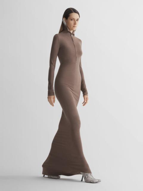 brown jersey column dress