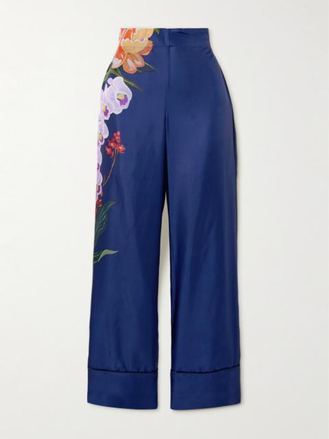 Havana Floral-print Silk-twill Wide-leg Pants