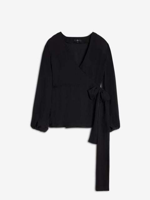 Silk Wrap Blouse in Black