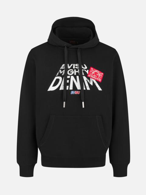 Slogan Print with Godhead Patch Embroidery Relax Fit Hoodie