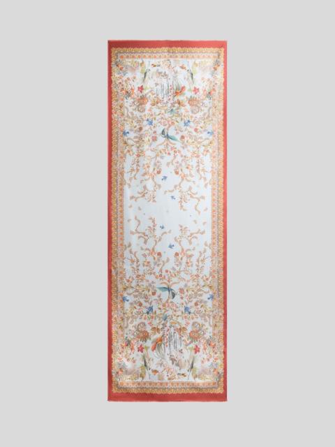 SILK SCARF WITH FLORA AND FAUNA MOTIF