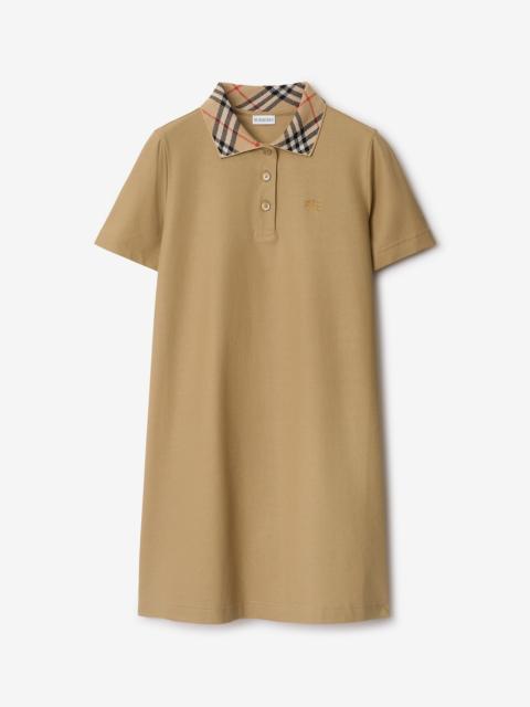 Check Collar Cotton Polo Shirt Dress