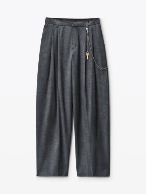 Grey Wool-Blend Mid-Rise Pants