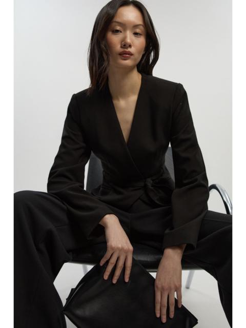 Compact Essential Belted Asymmetric Blazer