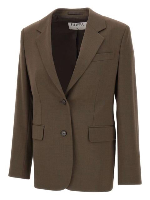 Delilah padded-shoulder two-button blazer