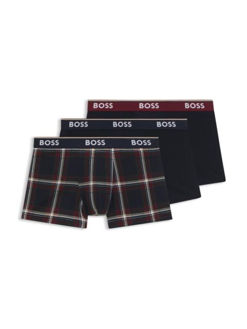 THREE-PACK OF STRETCH-COTTON TRUNKS WITH LOGO WAISTBAND