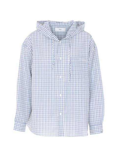 hooded checked-pattern shirt