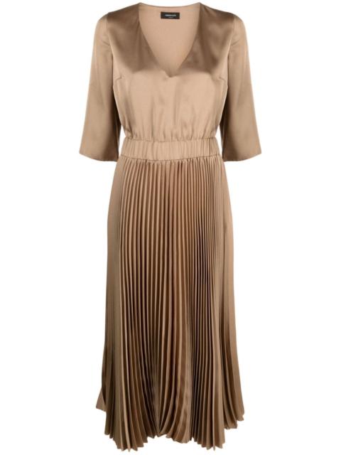pleated midi dress