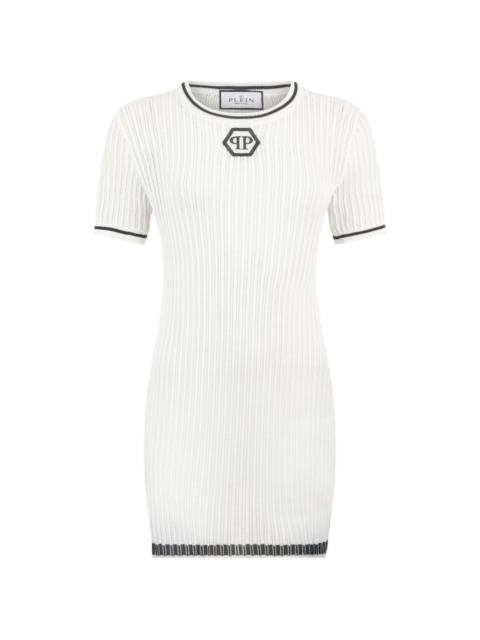 logo-hexagon mini dress