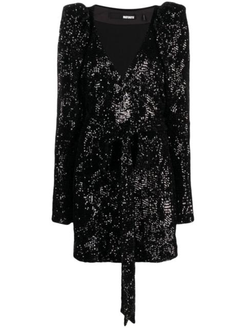 sequinned-tulle wrap minidress