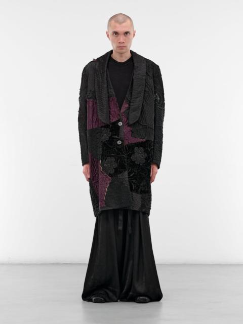 Black Patchwork Silk Finito Coat