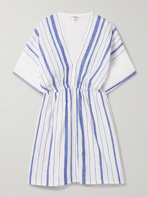Alem striped cotton-blend voile mini dress White