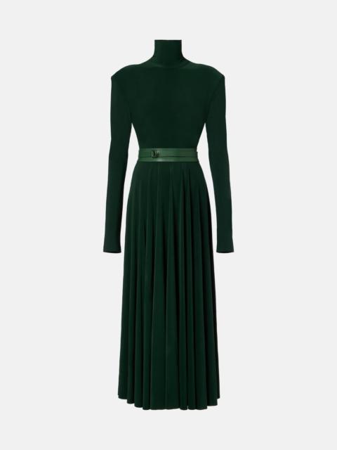 Belted pleated midi dress